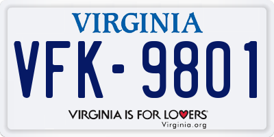 VA license plate VFK9801