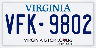 VA license plate VFK9802
