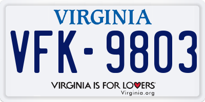 VA license plate VFK9803