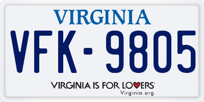 VA license plate VFK9805