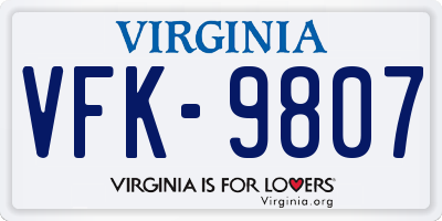 VA license plate VFK9807