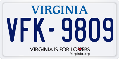 VA license plate VFK9809