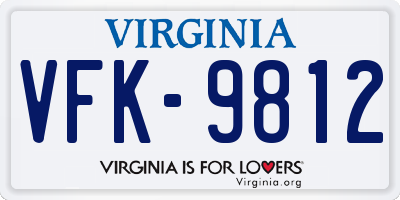 VA license plate VFK9812