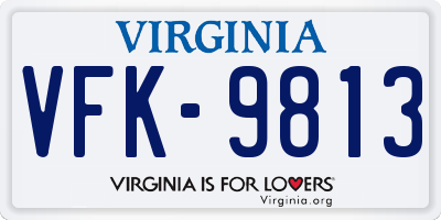 VA license plate VFK9813