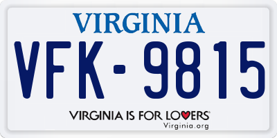 VA license plate VFK9815