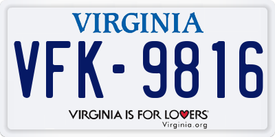 VA license plate VFK9816