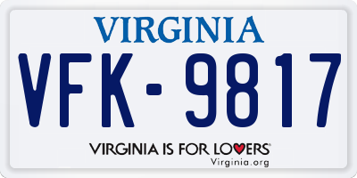 VA license plate VFK9817