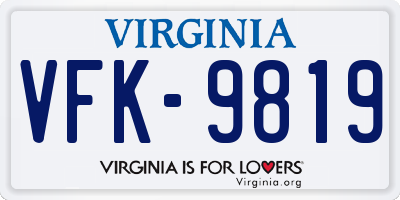 VA license plate VFK9819