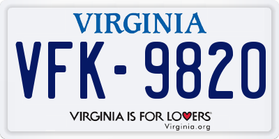 VA license plate VFK9820