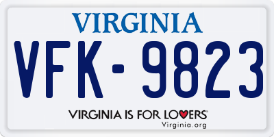 VA license plate VFK9823