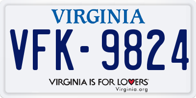 VA license plate VFK9824
