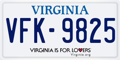 VA license plate VFK9825