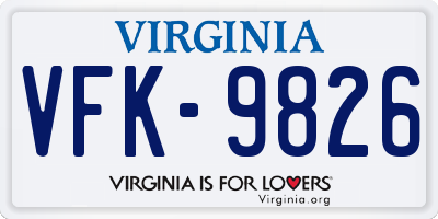 VA license plate VFK9826
