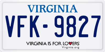 VA license plate VFK9827