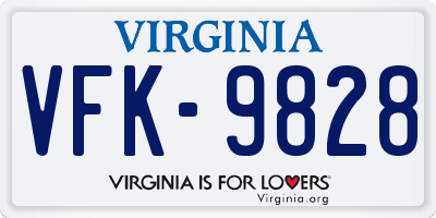 VA license plate VFK9828