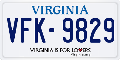 VA license plate VFK9829