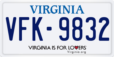 VA license plate VFK9832