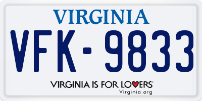 VA license plate VFK9833