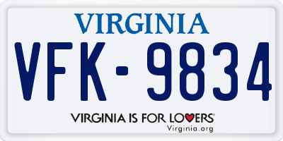VA license plate VFK9834