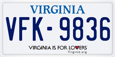 VA license plate VFK9836