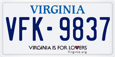 VA license plate VFK9837