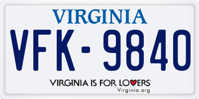 VA license plate VFK9840