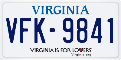 VA license plate VFK9841