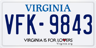 VA license plate VFK9843
