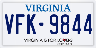 VA license plate VFK9844