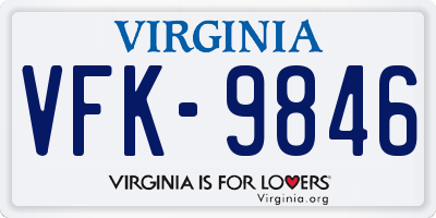 VA license plate VFK9846