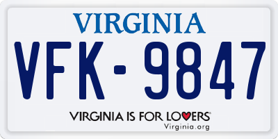 VA license plate VFK9847