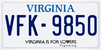 VA license plate VFK9850
