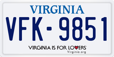 VA license plate VFK9851