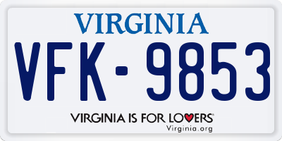 VA license plate VFK9853