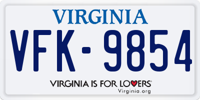 VA license plate VFK9854