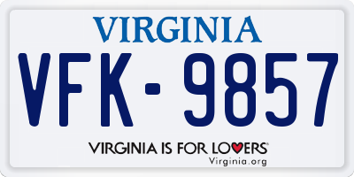 VA license plate VFK9857