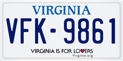 VA license plate VFK9861