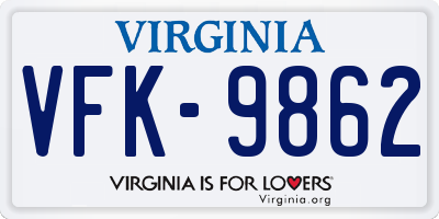 VA license plate VFK9862
