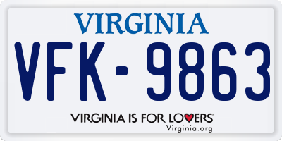 VA license plate VFK9863
