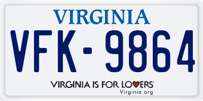 VA license plate VFK9864
