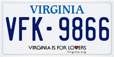 VA license plate VFK9866