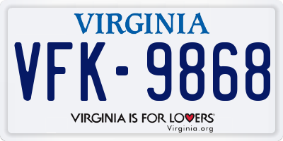 VA license plate VFK9868