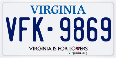 VA license plate VFK9869