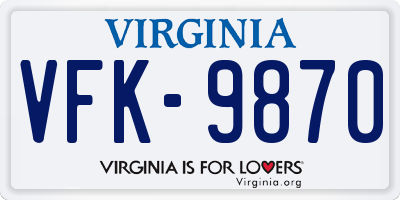 VA license plate VFK9870