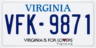 VA license plate VFK9871
