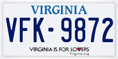 VA license plate VFK9872