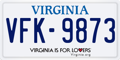 VA license plate VFK9873