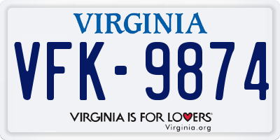 VA license plate VFK9874
