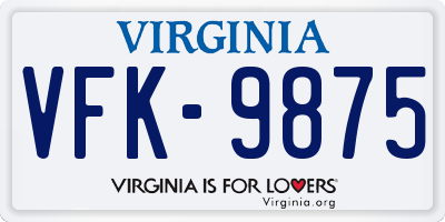 VA license plate VFK9875