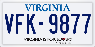 VA license plate VFK9877